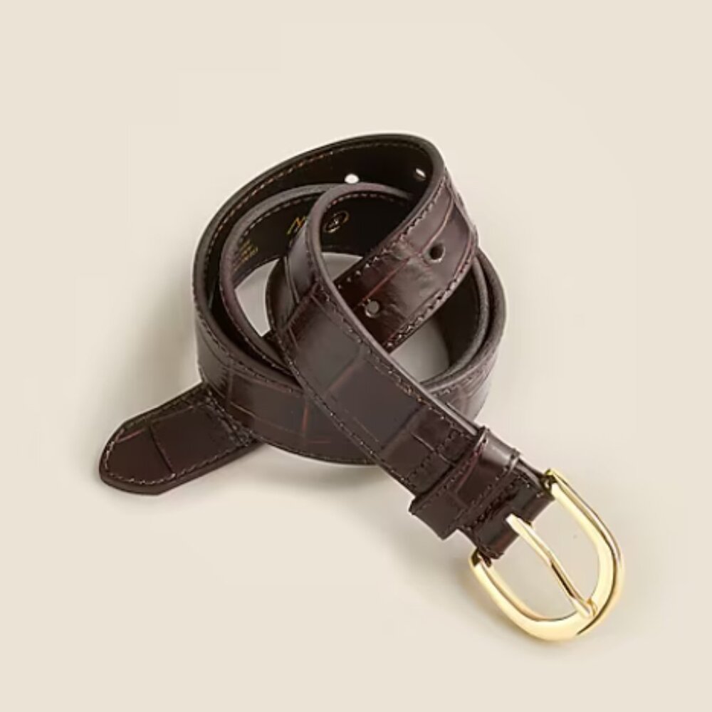J.Crew Classic belt in croc-embossed leather